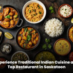 Traditional Indian cuisine served at a top Indian restaurant in Saskatoon with authentic curries and naan