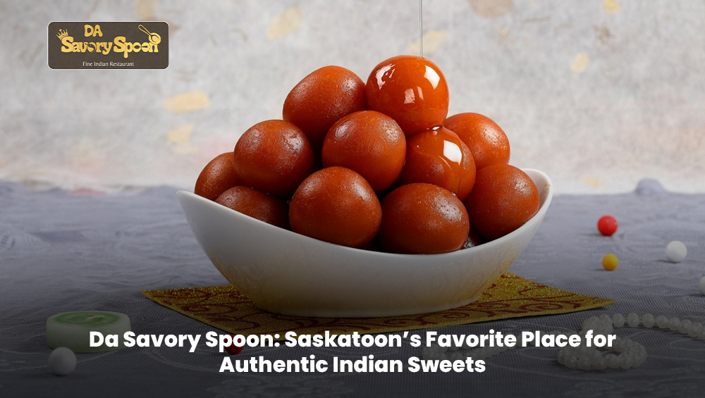 Authentic Indian sweets displayed at Da Savory Spoon in Saskatoon